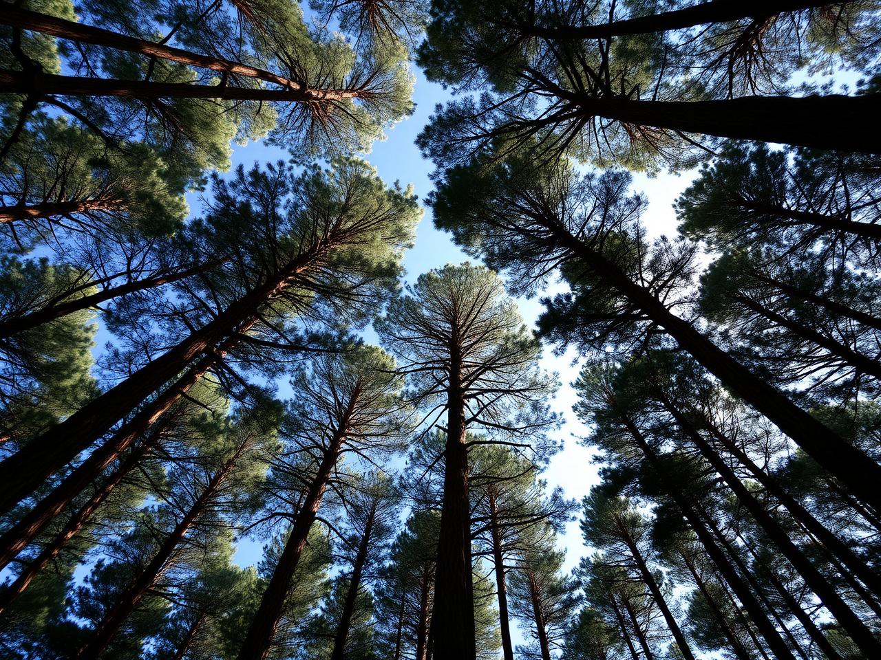 Tall east Texas pine tree canopy