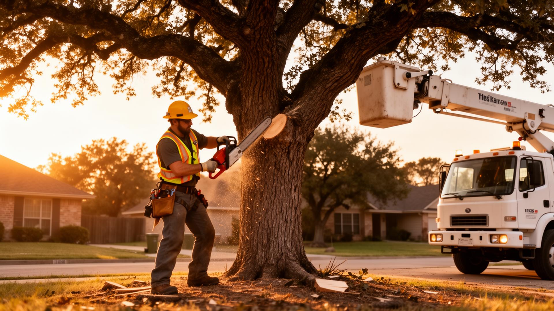 Professional tree trimming crew in Conroe TX